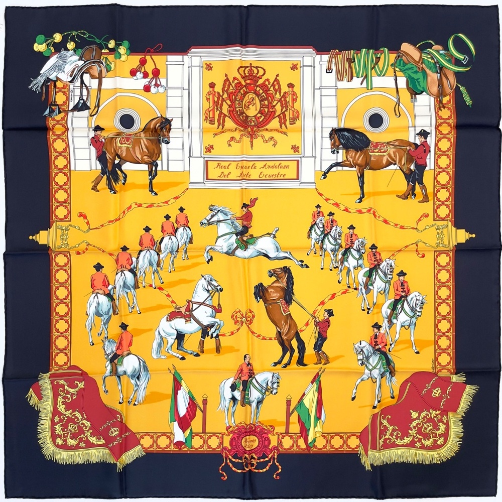 NWT Vintage Hermes Scarf Carré 90 "Real Escuela Andaluza Del Arte Ecuestre"